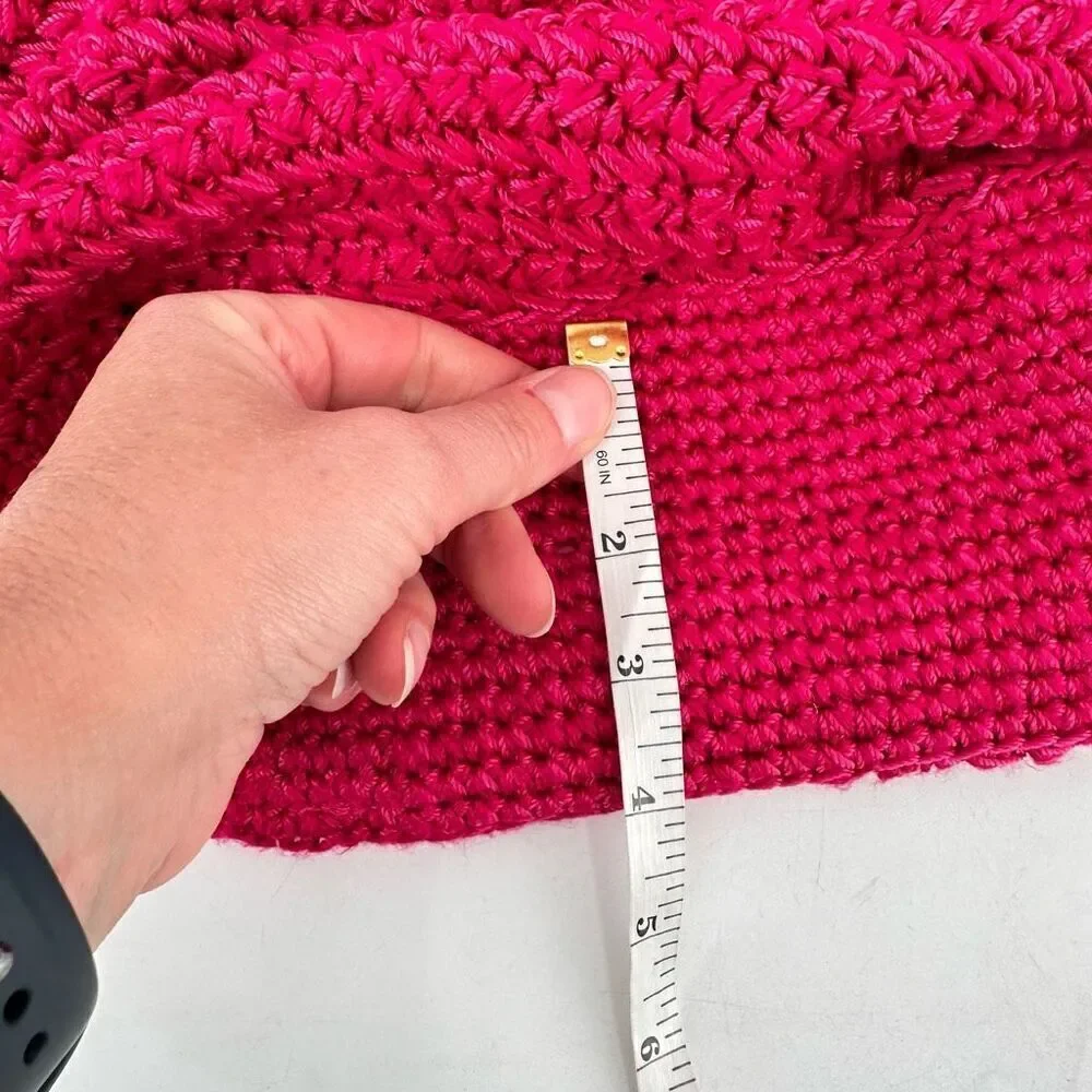 The Sak Women's Beaded Wrapped Handle knit Crochet Hobo Shoulder‎ Bag Pink Small